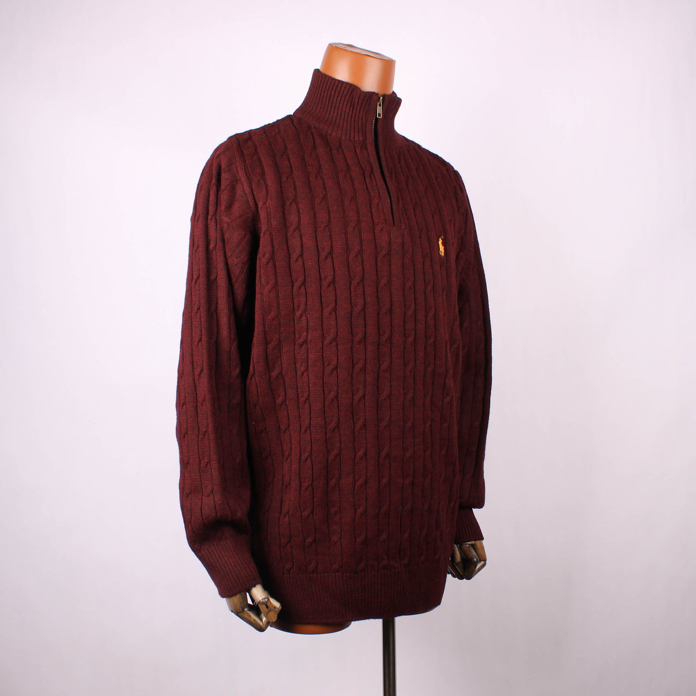 Ralph Lauren 1/4 Zip Trui Kabel Rood