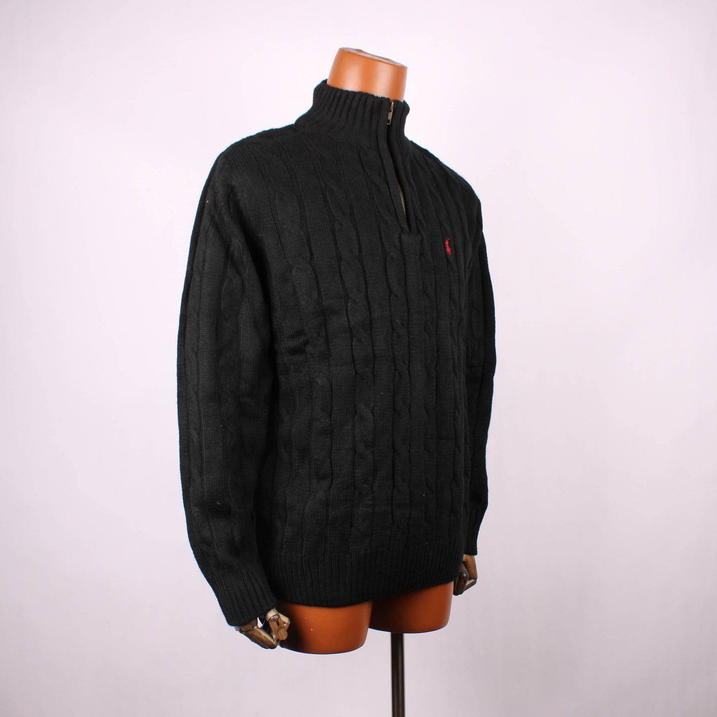 Ralph Lauren 1/4 Zip Trui Kabel Zwart