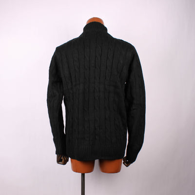 Ralph Lauren 1/4 Zip Trui Kabel Zwart