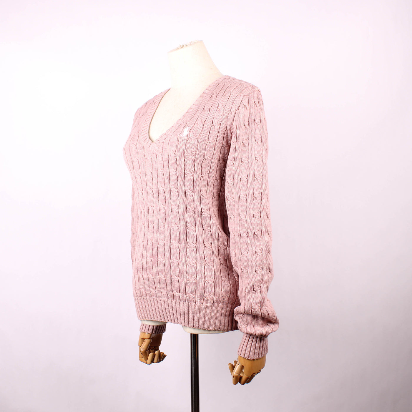 Ralph Lauren Kabeltrui Roze V-hals