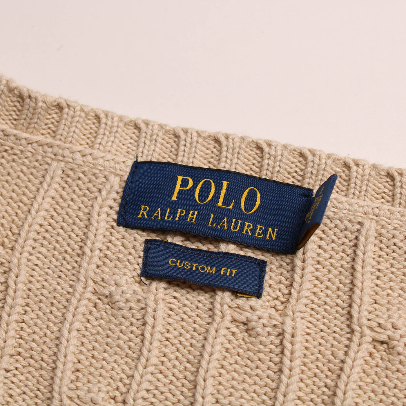 Ralph Lauren Kabeltrui Beige V-hals